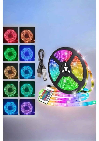 Yeni Nesil Rgb Işıklı 10METRE Şerit LED Kumandalı Şarj Edilebilir