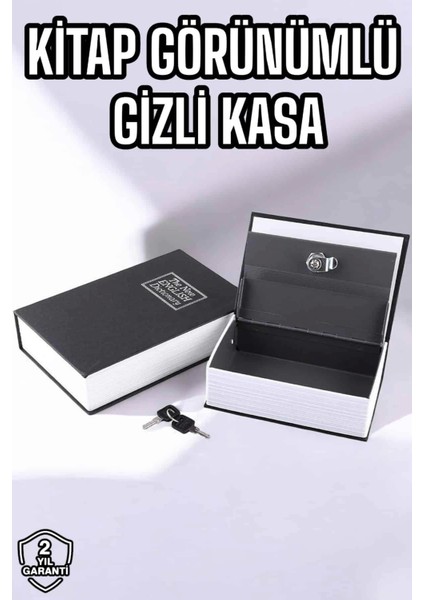 Büyük Boy Anahtarlı Kitap Görünümlü Gizli Kasa Çelik Kasa Altın Kasası