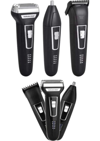 3'lü Set Saç Sakal Kesme Traş Makinesi Burun Kılı Alma Tıraş Makinesi