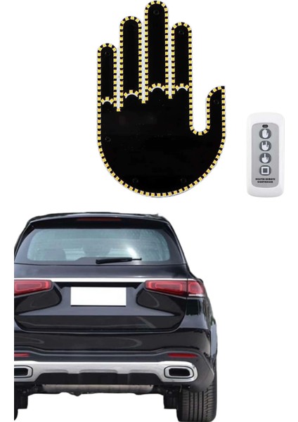 Uzaktan Kumandalı El Orta Parmak LED Araç Camına Özel