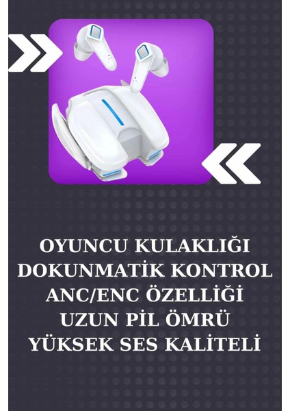 Oyuncu Kulaklığı Gamer Anc Özellikli ve Kadınlara Özel Akıllı Saat Sesli Görüşme Bildirim Görme
