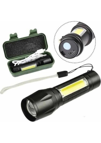 LED Lamba El Feneri Küçük Taşınabilir USB Şarjlı Acil Durum Lambası