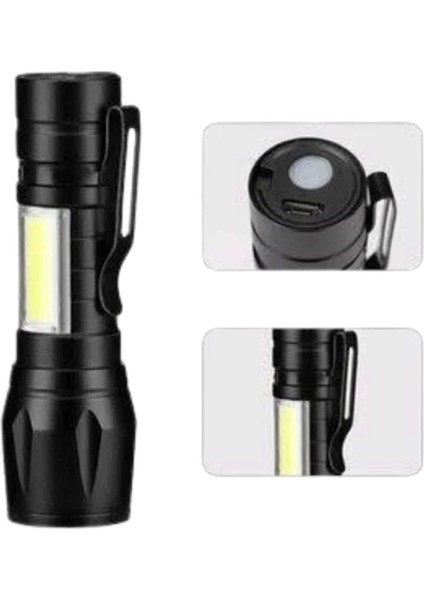LED Lamba El Feneri Küçük Taşınabilir USB Şarjlı Acil Durum Lambası