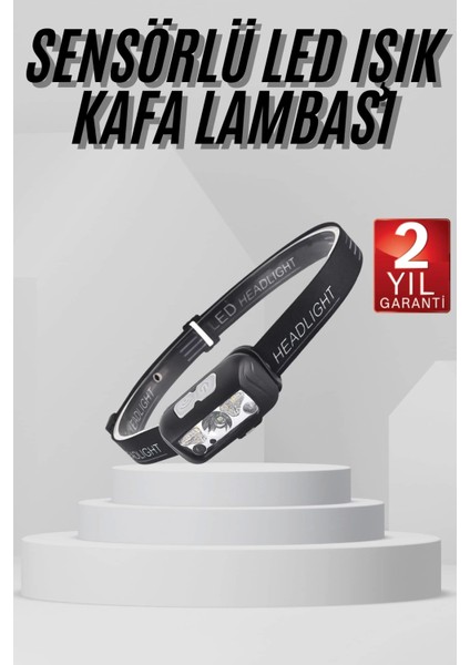 Sensörlü Şarjlı Type-C Şarj Işıklı Kafa Lambası Kamp Lambası