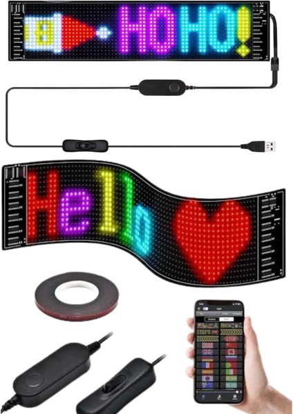 Matrix LED 16X192 Cama Yapışan Telefon Kontrollü Panel Dijital Ekran Kumandalı