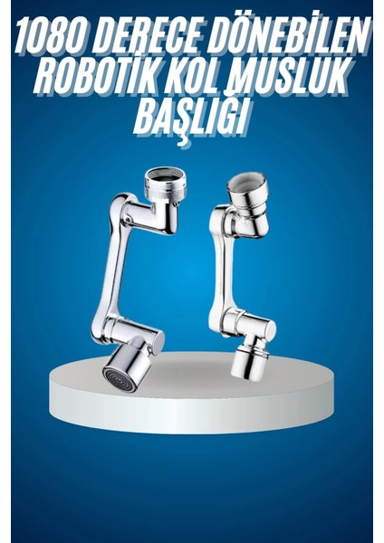 180 Derece Dönebilen Fonksiyonel Paslanmaz Çelik Robotik Kol Musluk Başlığı