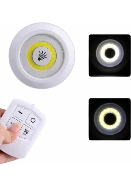 Dolap Işığı Mutfak Rafı Işığı Uzaktan Kumandalı 3 Lü Spot LED Lamba