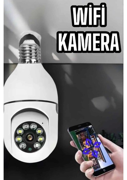 Wifi Kamera Duylu Ampul Görünümlü 360 Derece Dönebilen Ev Kamerası