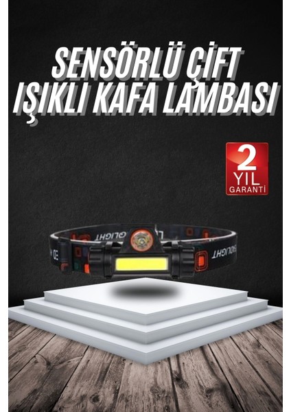 Kafa Lambası Çalışma Işığı Süper Parlak Mıknatıslı Lityum Lion Pilli