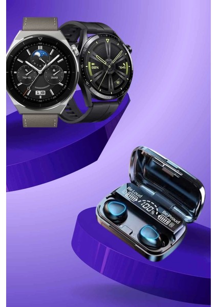 Ikili Set Akıllı Saat ve Bluetooth Kulaklık Kablosuz Uzun Pil Ömrü Spor Modları
