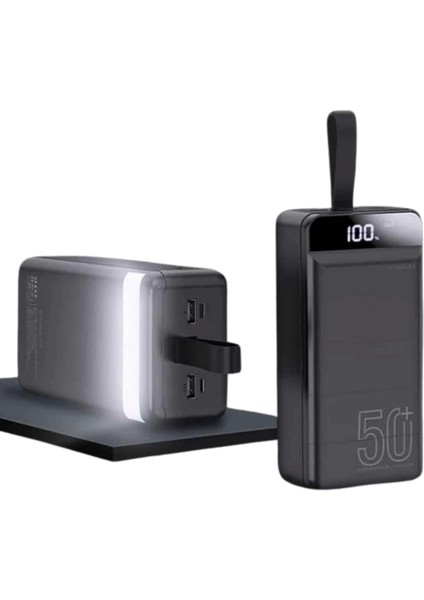 Powerbank 50.000 Mah Dijital Göstergeli Taşınabilir 4 Portlu Hızlı Powerbank