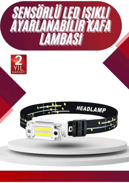 Yüksek Işıklı Şarjlı ve Sensörlü LED Kafa Lambası Kamp Lambası