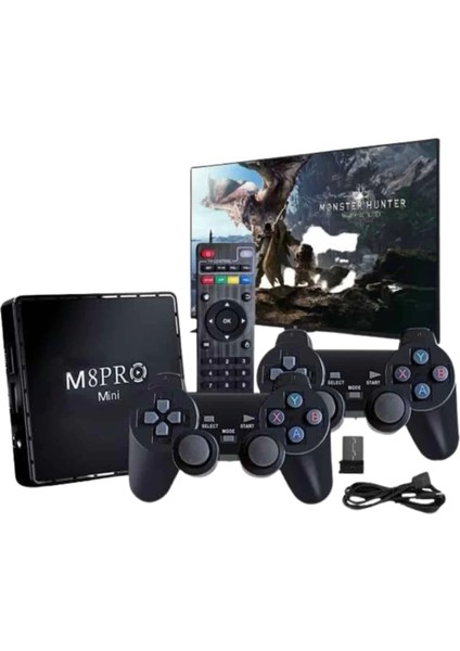 M8 Pro Mini 2.4g 10K Ultra Hd 64 GB Tv Box Android Tv Game Box 2 Adet Oyun Konsolu
