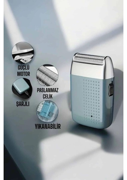 Tıraş Makinesi Sinek Kaydı Paslanmaz Çelik Taşınabilir Şarjlı