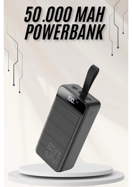 Powerbank Çoklu Şarj Girişi 50.000 Mah Taşınabilir Dijital Göstergeli