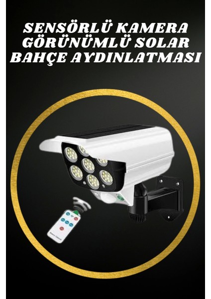Solar Lamba Kamera Görünümlü Duvar Lambası Dönebilen Bahçe Aydınlatması