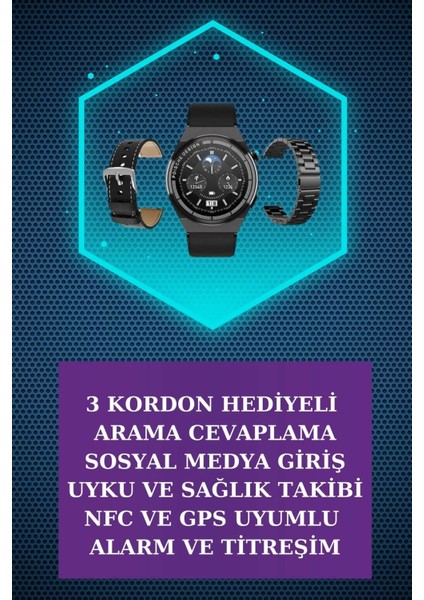 Kulak Içi Kablosuz Bluetooth Kulaklık ve Nfc ve Gps Özellikli Akıllı Saat Alarm ve Titreşim