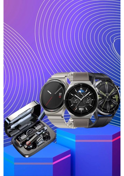 Kulak Içi Kablosuz Bluetooth Kulaklık ve Nfc ve Gps Özellikli Akıllı Saat Alarm ve Titreşim
