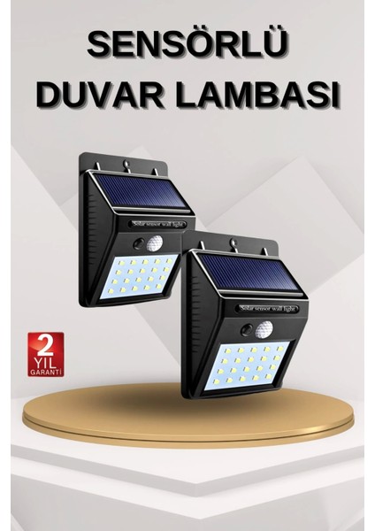 Solar Sensörlü Duvar Lambası Bahçe Lamba 20 LED Işık