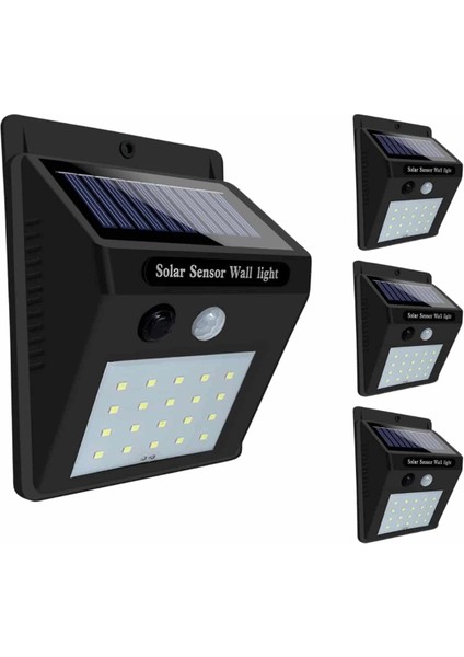 Solar Sensörlü Duvar Lambası Bahçe Lamba 20 LED Işık