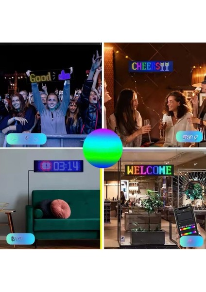 LED Matrix Bluetooth Bağlantılı Araç Camına Uygun Pixsel Görünümlü 16X96