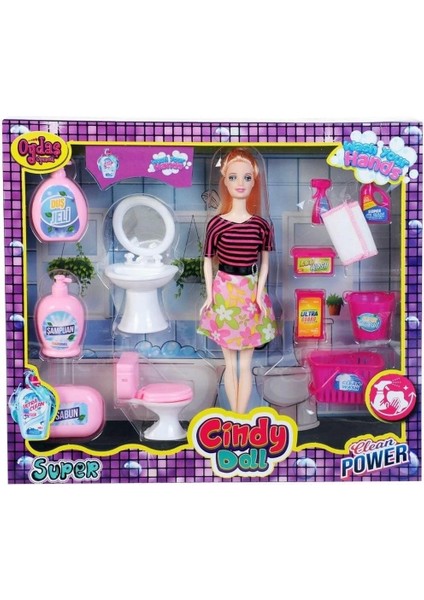 Cindy Doll Lavabo Temizlk Setli Bebek