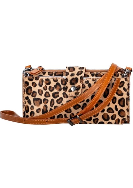 Lozan Strap 6.5 Inch Uyumlu Deri Kartlıklı Kılıf Leo1 Leopar
