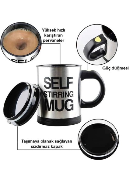 Karıştırıcı Özellikli Mikser Kupa Bardak Kompakt Taşınabilir Mug