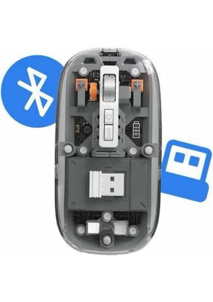 Kablosuz Mouse Fare Şarjlı Bluetooth Wireless Çift Modlu Sessiz