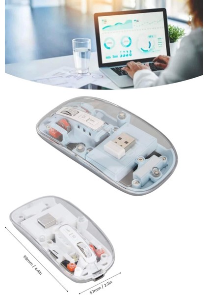 Kablosuz Mouse Fare Şarjlı Bluetooth Wireless Çift Modlu Sessiz