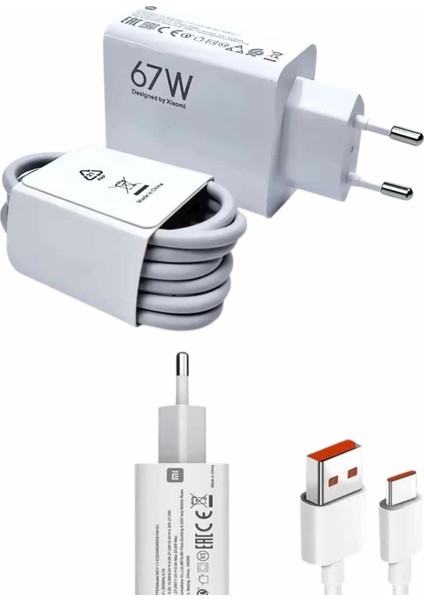 Beyaz Ultra Plus Hızlı Şarj Seti Şarj Adaptörü ve Kablosu 67W