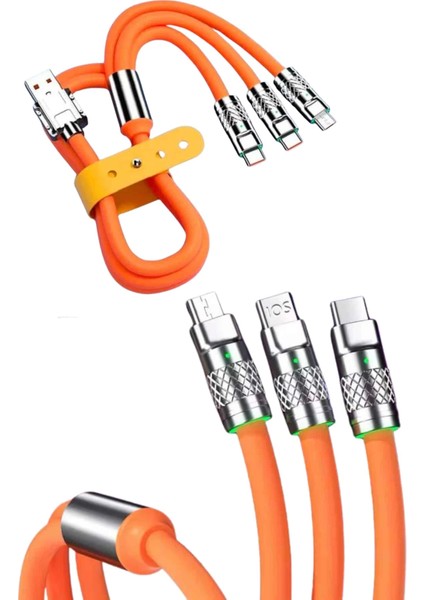 Çoklu Şarj Kablosu USB Type-C Ios Uyumlu 120W Hızlı Şarj Kablosu