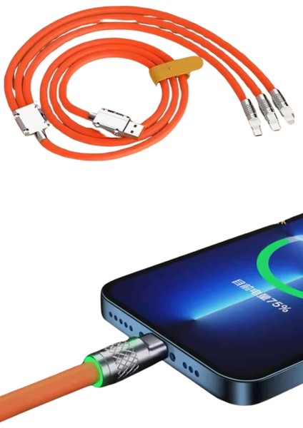 Çoklu Şarj Kablosu USB Type-C Ios Uyumlu 120W Hızlı Şarj Kablosu