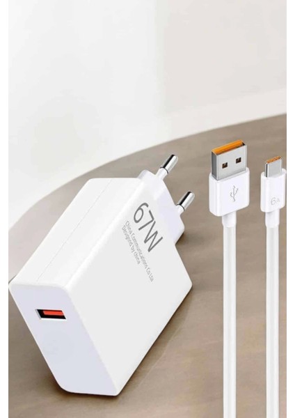 Şarj Aleti 67W Hızlı Şarj Turbo Type-C Uyumlu Şarj Adaptörü Kablosu