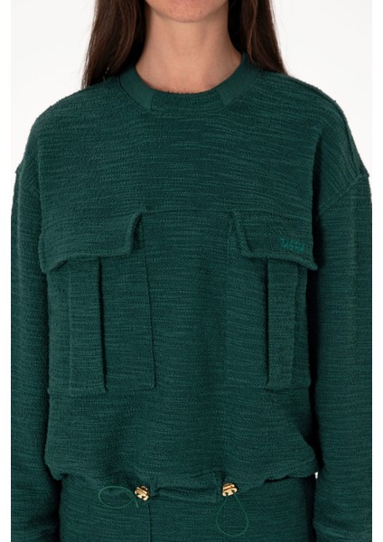 Kadın Koyu Yeşil Sweatshirt 50292442-VR079