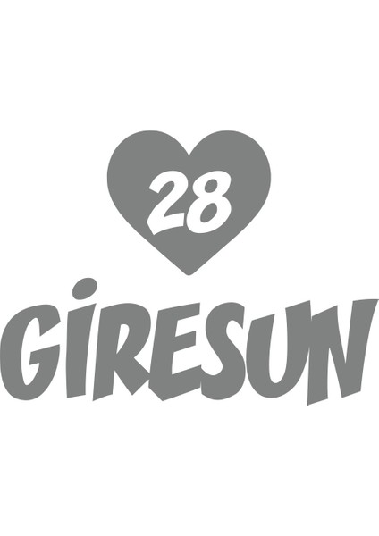 Kalpli 28 Giresun Araba Sticker 17X17 cm Gri