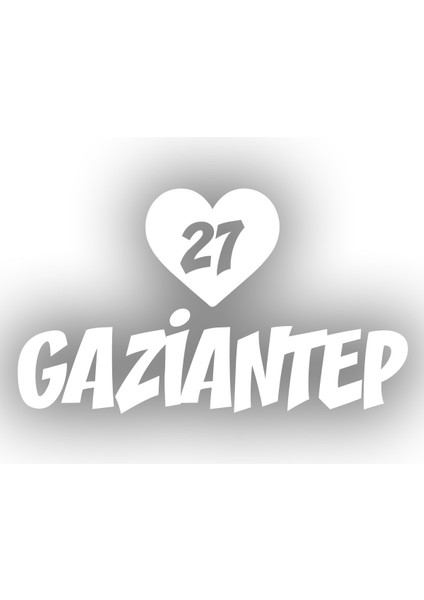 Kalpli 27 Gaziantep Araba Sticker 17X17 cm Beyaz