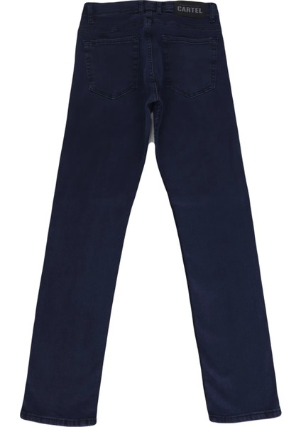 Fistan Store Erkek Koyu Mavi Normal Bel Dar Kesim Boru Paça Jean Pantolon fırsatları