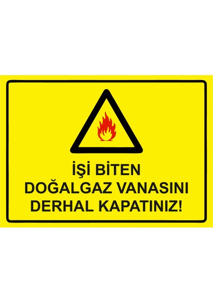 Işi Biten Doğalgaz Vanasını Derhal Kapatınız! Uyarı Levhası Dekota 25X35 cm