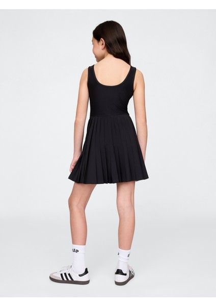 Kız Çocuk Siyah Pileli Tenis Elbise