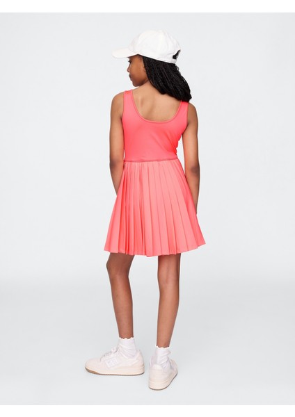 Kız Çocuk Pembe Pileli Tenis Elbise