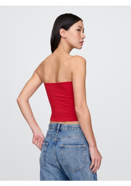 Kadın Kırmızı Closeknit Crop Üst