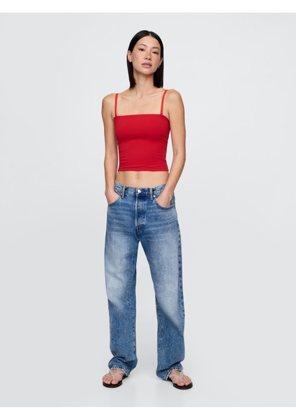 Kadın Kırmızı Closeknit Crop Üst
