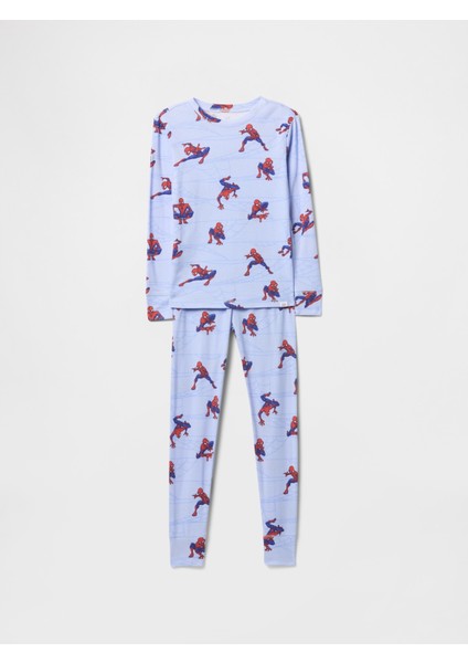 Erkek Çocuk Mavi Marvel Organik Pamuk Spider-Man Pijama Takımı
