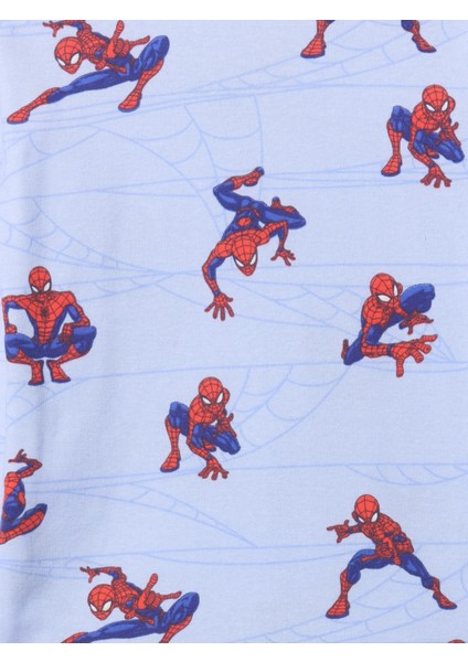 Erkek Çocuk Mavi Marvel Organik Pamuk Spider-Man Pijama Takımı