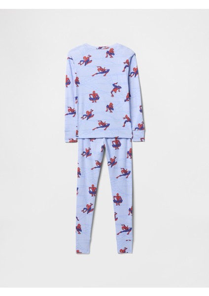 Erkek Çocuk Mavi Marvel Organik Pamuk Spider-Man Pijama Takımı