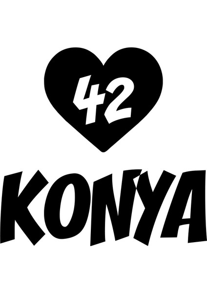 Kalpli 42 Konya Araba Sticker 17X17 cm Siyah