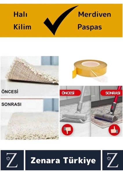 Ultra Güçlü Halı Kilim Kayma Önleyici Sabitleme Yapıştırma Çift Taraflı Bant 48 mm x 5 Metre 10 Adet