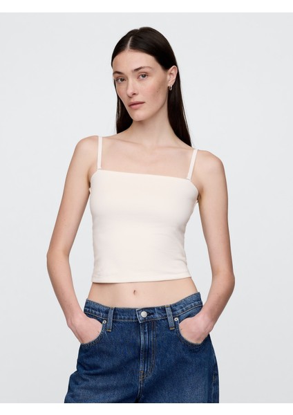 Kadın Beyaz Closeknit Crop Üst