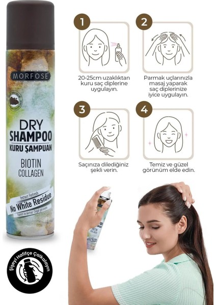 Kuru Şampuan Biotin Collagen 200 ml - Kahverengi Saçlar